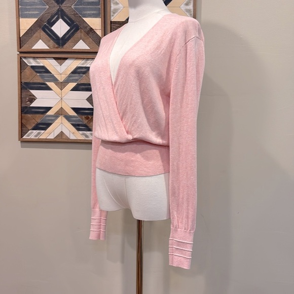Lululemon Crossover Ribbed Waist Sweater Cotton Cashmere Heathered Dew Pink 4 - Picture 3 of 9